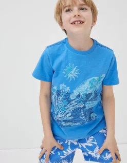 FatFace Mcs Turtle Jersey T-Shirt Bright Blue Best