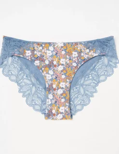 FatFace Mia Floral Cheeky Knickers Teal Blue Outlet
