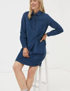 FatFace Micky Cord Dress Teal Green Sale