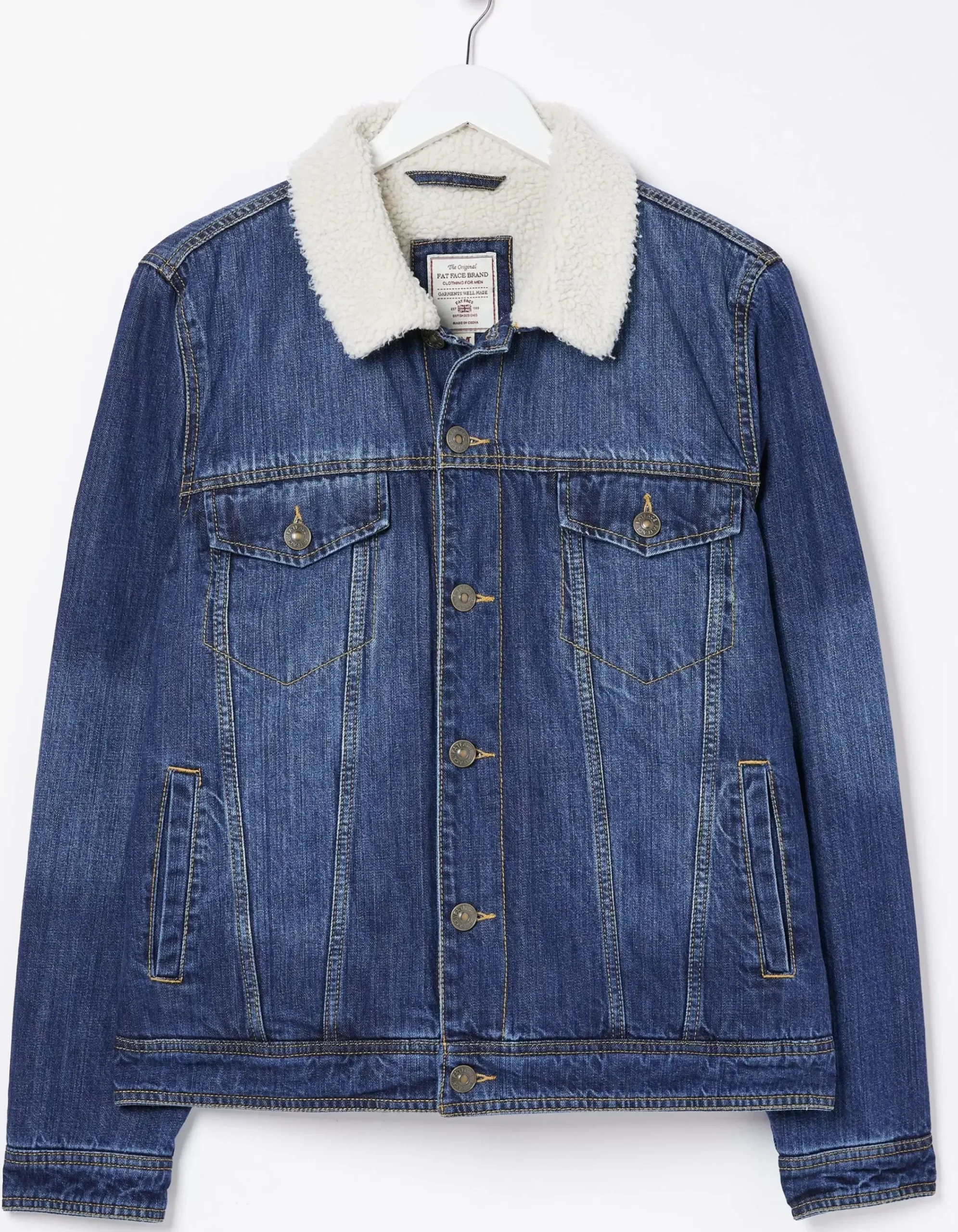 FatFace Mid Wash Borg Jacket Denim Clearance