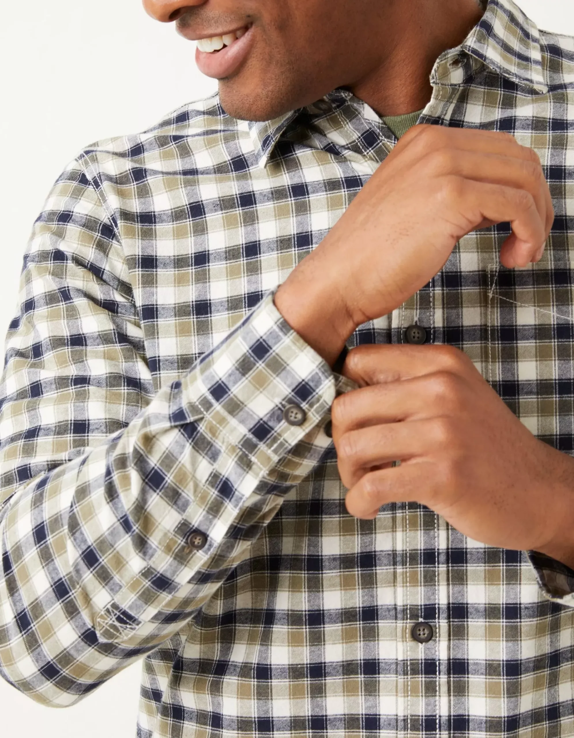 FatFace Miller Check Shirt Khaki Green Best