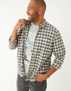 FatFace Miller Check Shirt Khaki Green Best