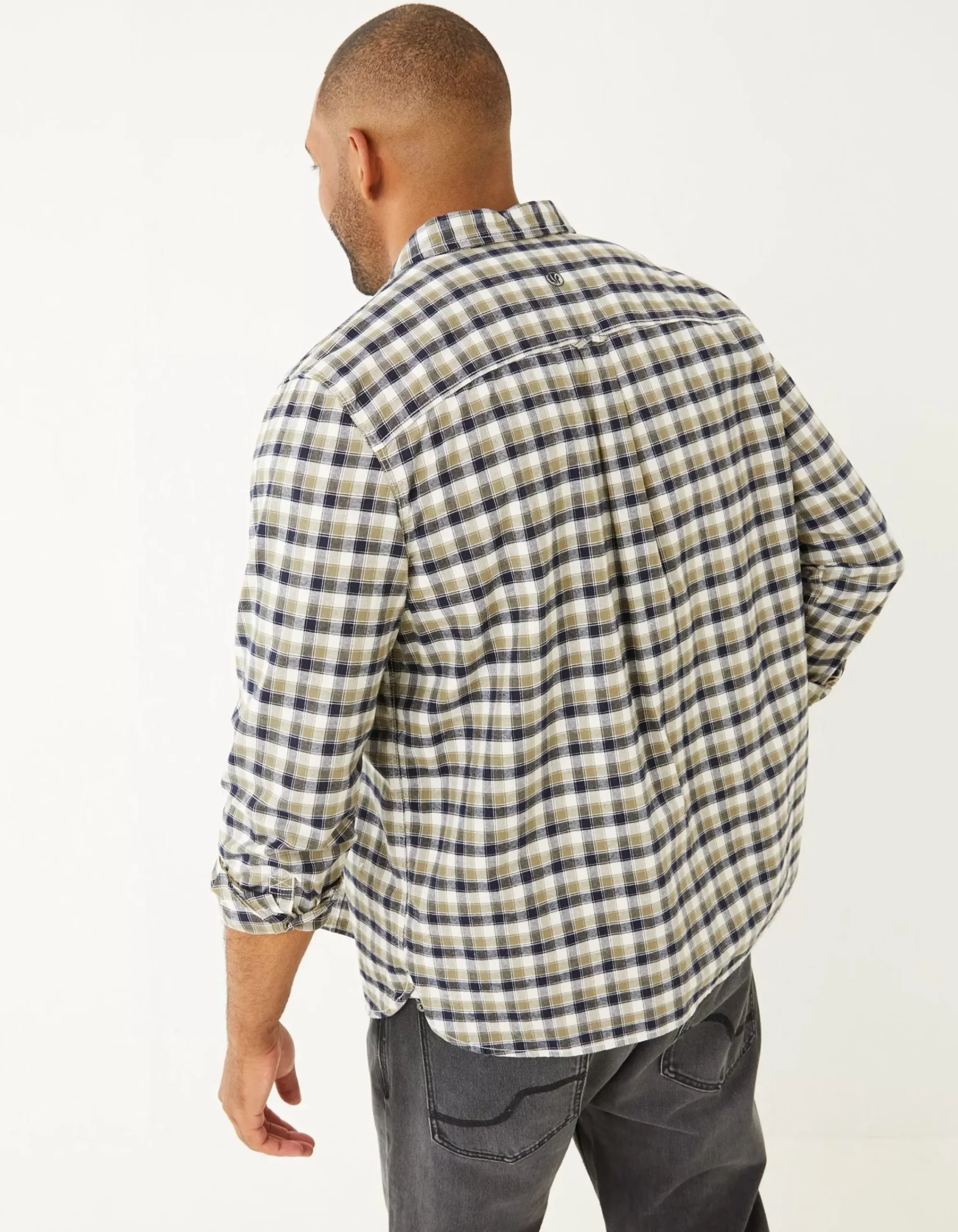 FatFace Miller Check Shirt Khaki Green Best