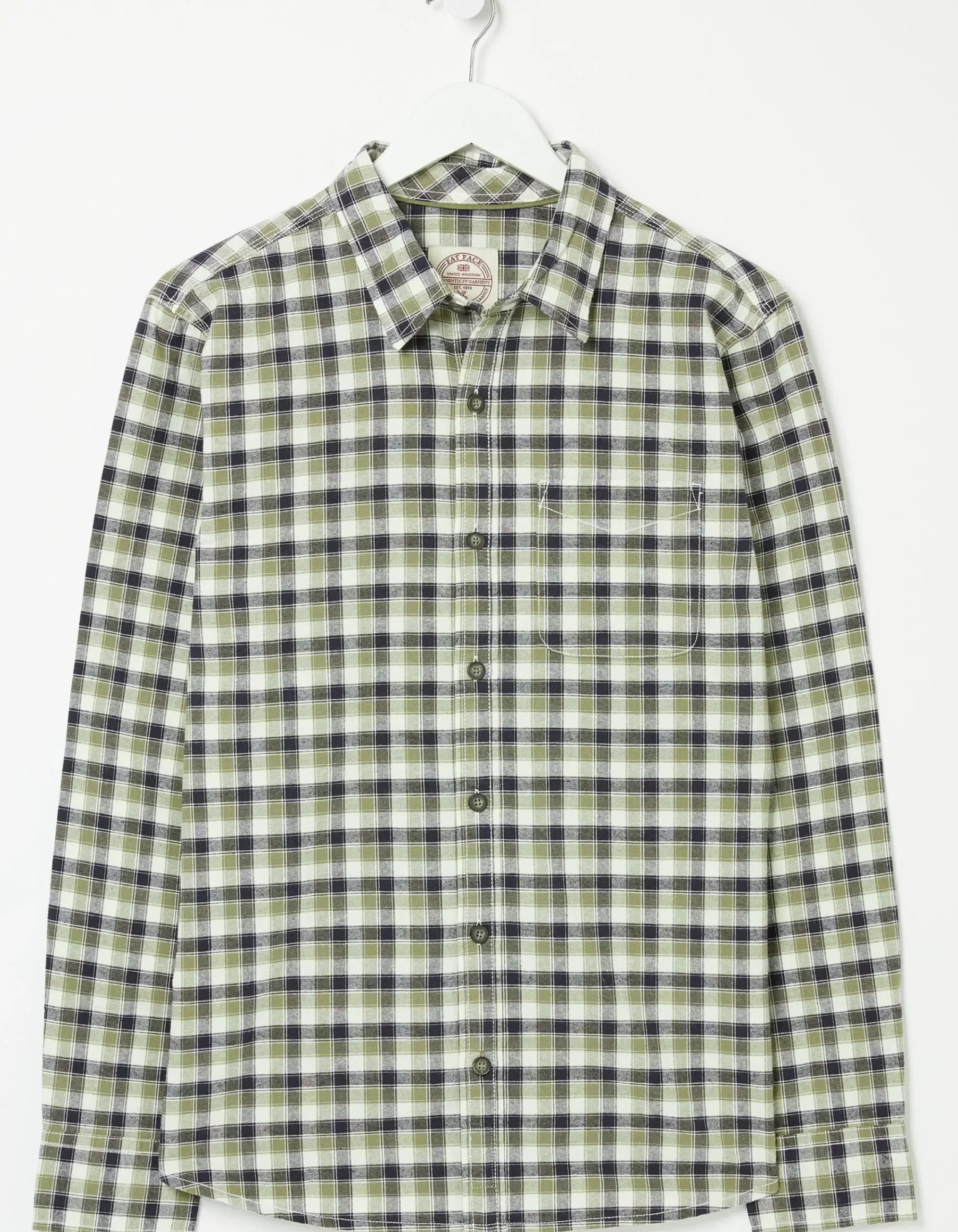 FatFace Miller Check Shirt Khaki Green Best