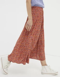 FatFace Millie Gradient Floral Midi Skirt Vintage Red Best