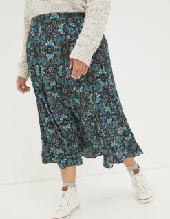 FatFace Millie Mirrored Midi Skirt Teal Green Sale