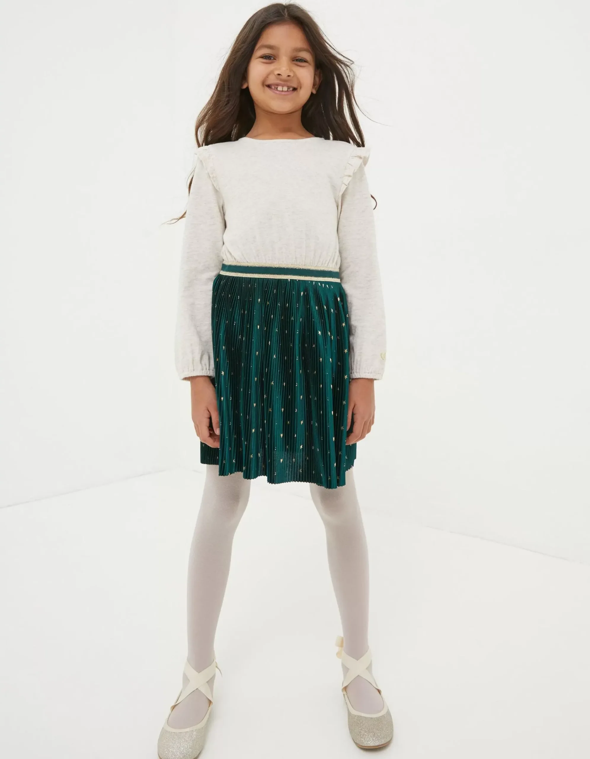 FatFace Millie Star Print Dress Emerald Green Sale
