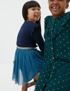FatFace Millie Tulle Spot Dress Teal Green New