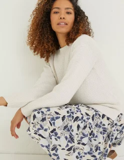 FatFace Mollie Boat Neck Jumper Ivory Discount
