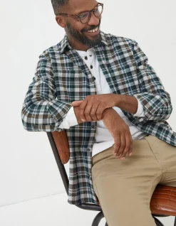 FatFace Monkton Check Shirt Green Hot