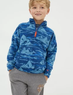 FatFace Mountains Microfleece Sweatshirt Blue Sale