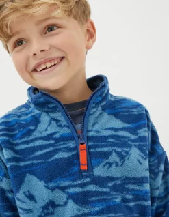 FatFace Mountains Microfleece Sweatshirt Blue Sale