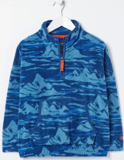 FatFace Mountains Microfleece Sweatshirt Blue Sale