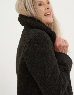 FatFace Mylah Teddy Longline Coat Black