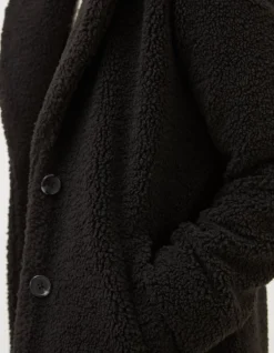 FatFace Mylah Teddy Longline Coat Black