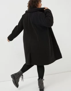 FatFace Mylah Teddy Longline Coat Black