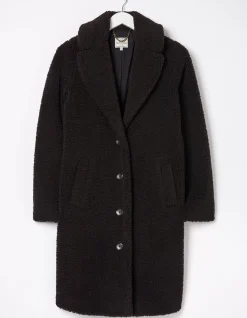 FatFace Mylah Teddy Longline Coat Black