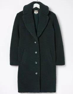 FatFace Mylah Teddy Longline Coat Dark Teal Clearance