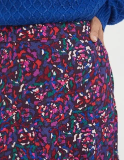 FatFace Naomi Abstract Midi Skirt Purple Hot