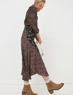 FatFace Nate Craft Floral Midi Dress Black Sale