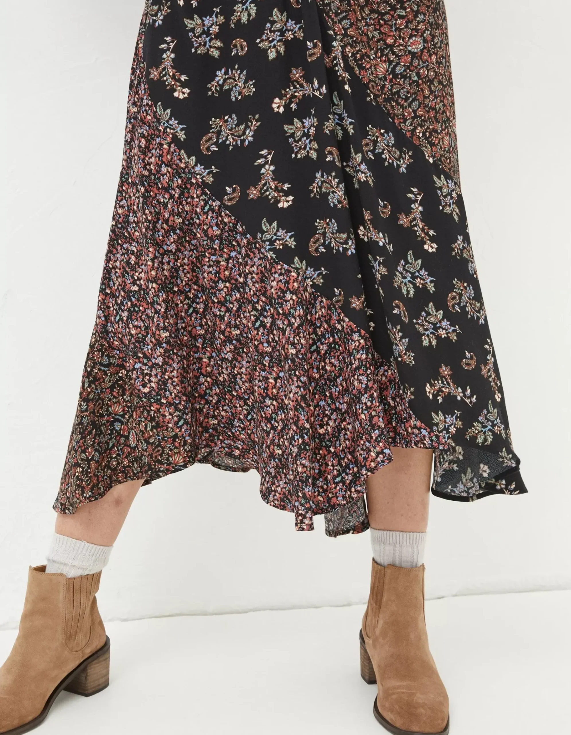 FatFace Nate Craft Floral Midi Dress Black Sale