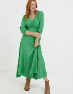 FatFace Nate Midi Dress Bright Green Hot