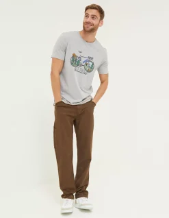FatFace National Forest Painted Bike T-Shirt Grey Marl Clearance