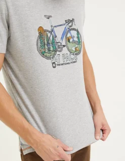 FatFace National Forest Painted Bike T-Shirt Grey Marl Clearance