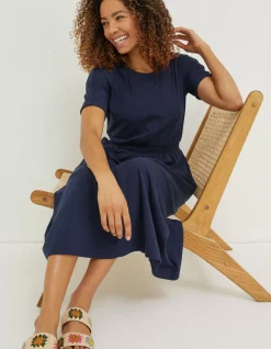 FatFace Navi Jersey Midi Dress Navy Clearance