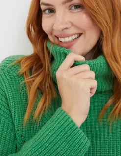 FatFace Nellie Boxy Roll Neck Jumper Green Discount