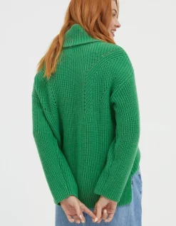 FatFace Nellie Boxy Roll Neck Jumper Green Discount