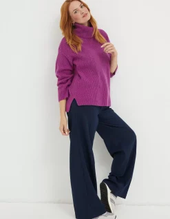 FatFace Nellie Boxy Roll Neck Jumper Pink