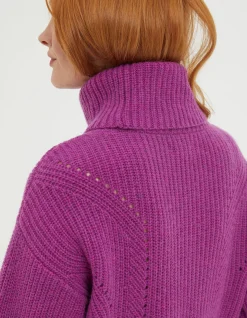 FatFace Nellie Boxy Roll Neck Jumper Pink