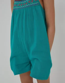 FatFace Nellie Embroidered Playsuit Green New