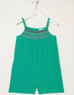 FatFace Nellie Embroidered Playsuit Green New