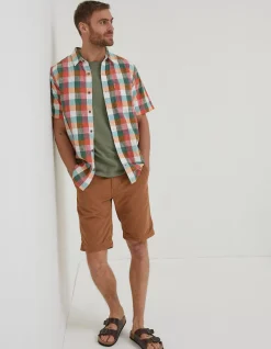 FatFace Nelson Check Shirt Dark Orange Outlet