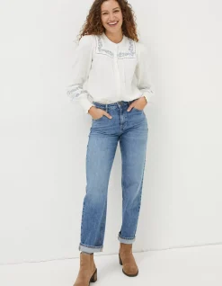FatFace Nicole Embroidered Blouse Ivory New