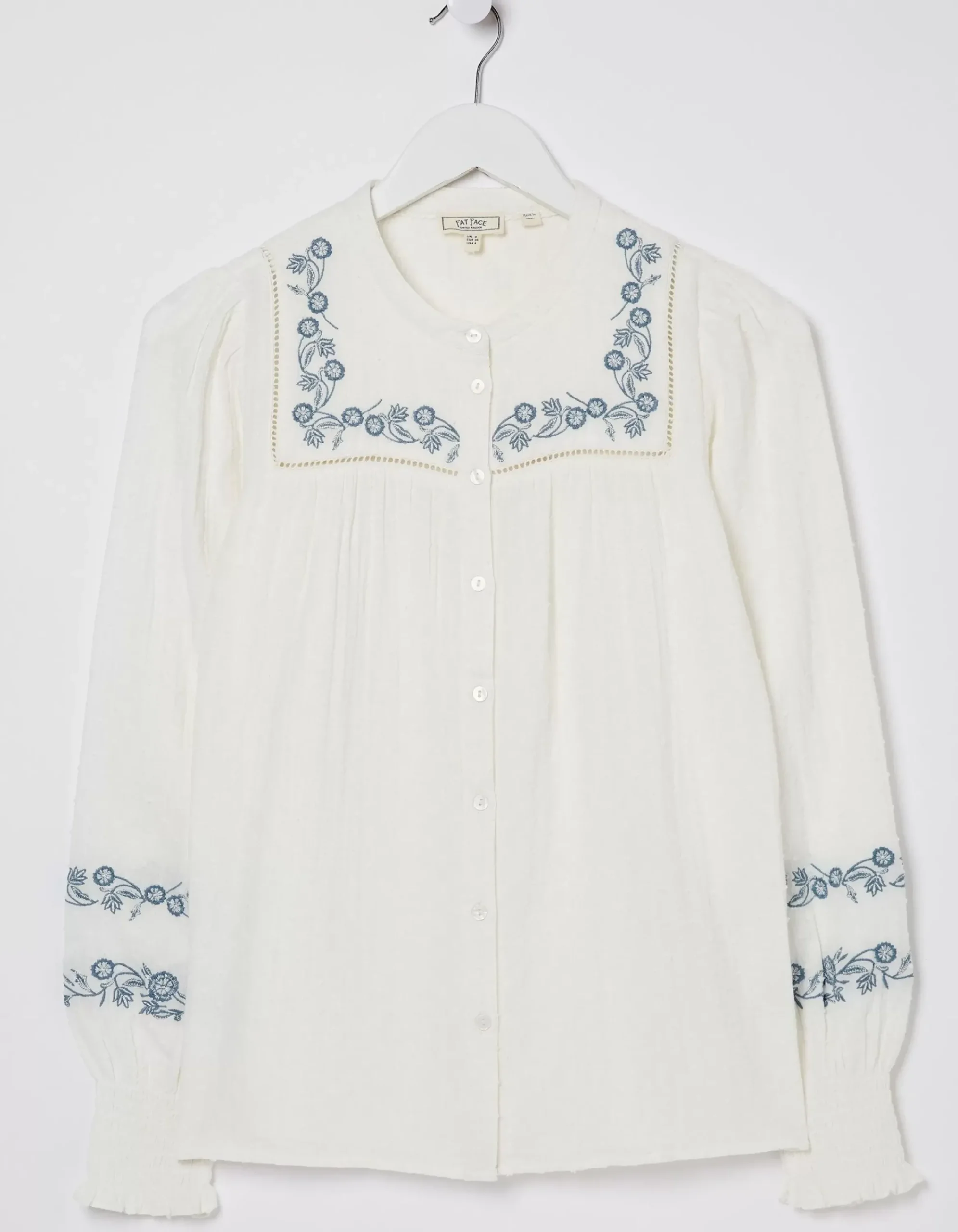 FatFace Nicole Embroidered Blouse Ivory New