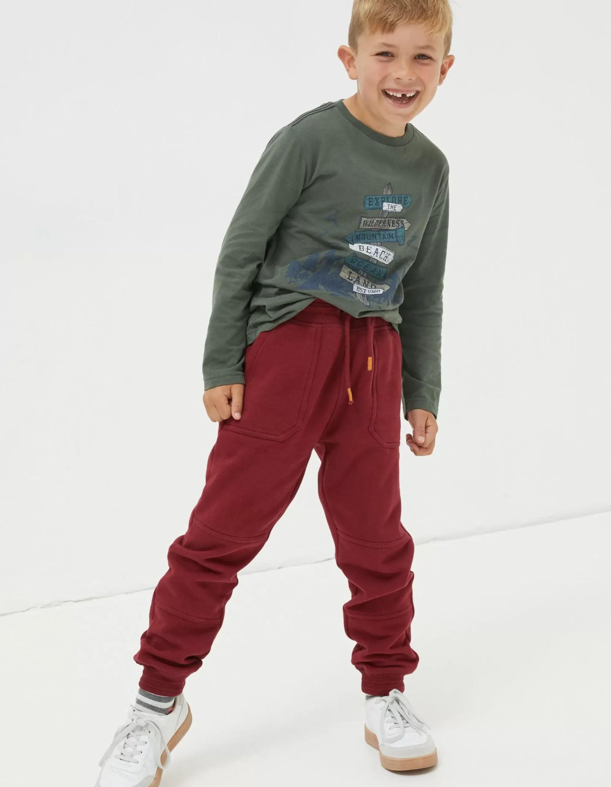 FatFace Noah Knee Panel Joggers Plum Clearance