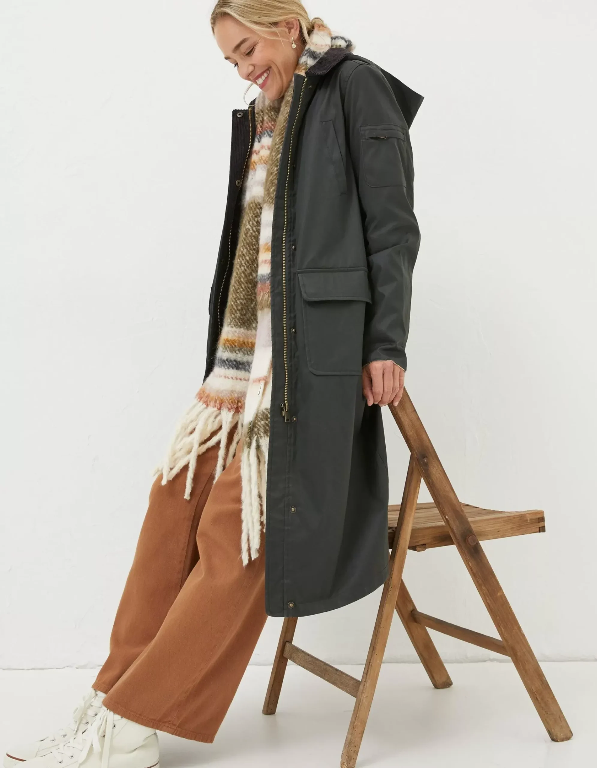 FatFace Norfolk Trench Coat Green Discount