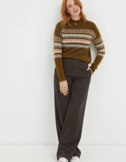 FatFace Olive Fairisle Jumper Olive Green Online