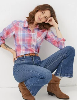 FatFace Olivia Check Shirt Blue New