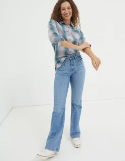 FatFace Olivia Check Shirt Grey Marl Online