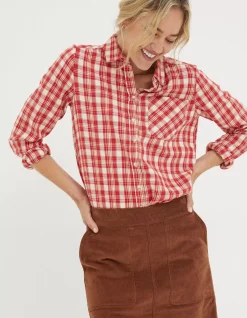 FatFace Olivia Check Shirt Washed Red Best