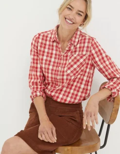 FatFace Olivia Check Shirt Washed Red Best