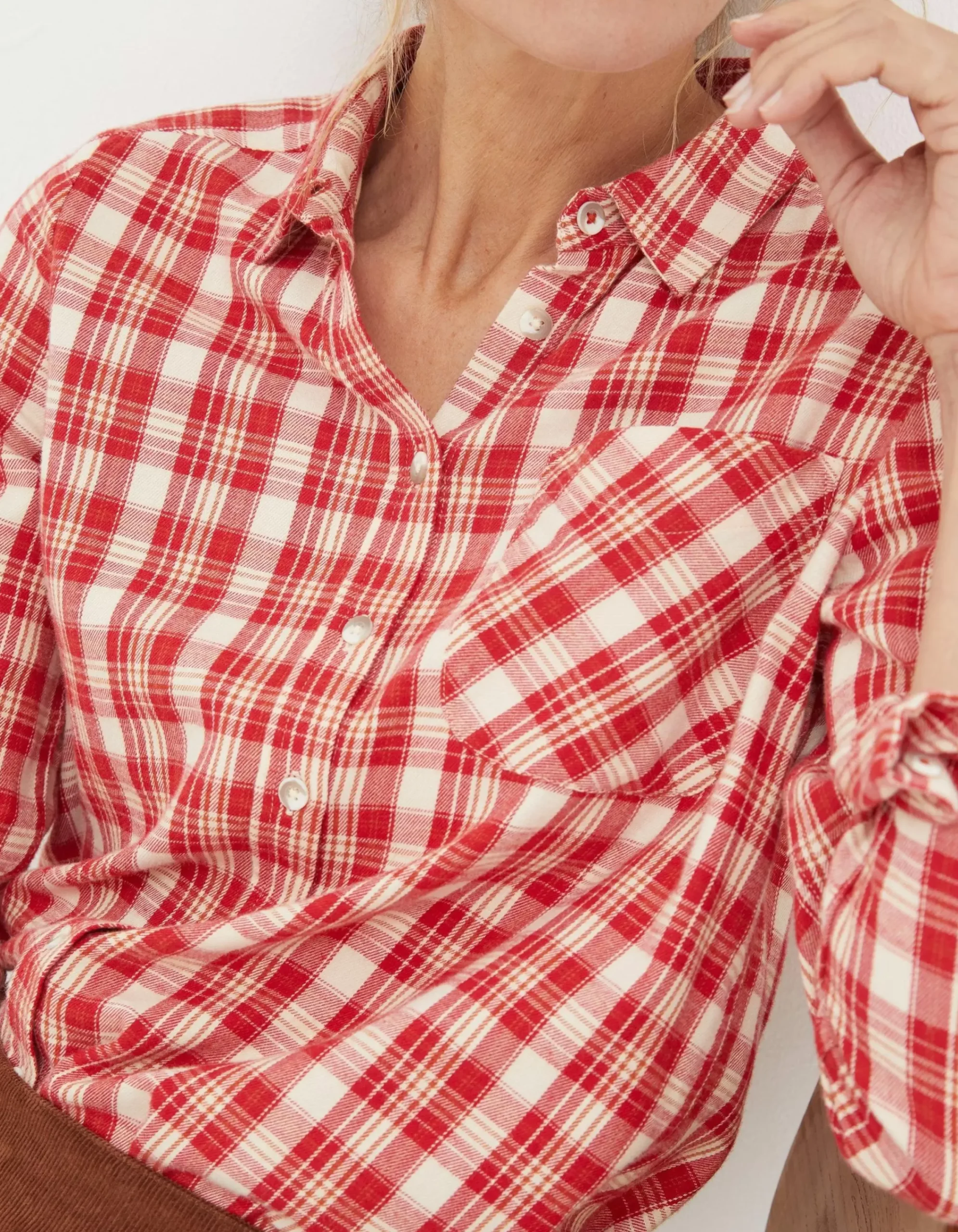 FatFace Olivia Check Shirt Washed Red Best