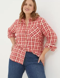 FatFace Olivia Check Shirt Washed Red Best
