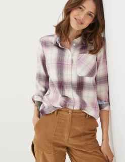 FatFace Olivia Check Shirt Purple