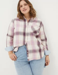 FatFace Olivia Check Shirt Purple