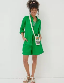 FatFace Olivia Linen Shirt Bright Green Discount